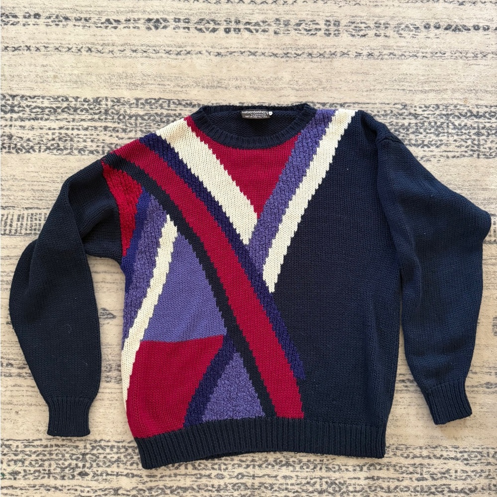 VTG. Haberdashery Geometric Sweater MEN'S XL LARGE Knit Crew